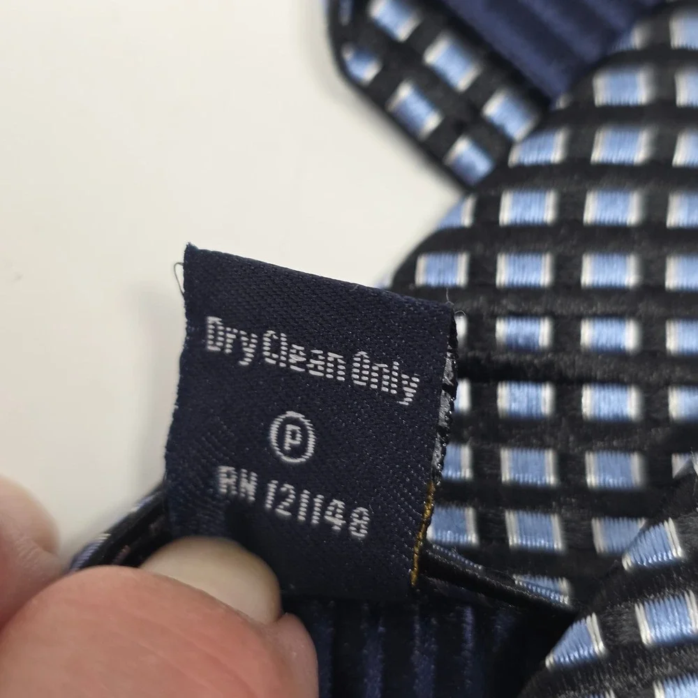 Eagle Necktie Mens Blue Black Mini Box Micro Geometric Silk Classic NEW